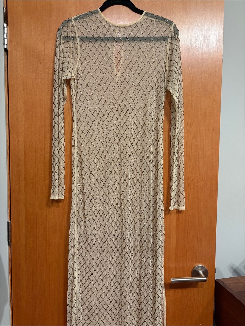 Anthropologie Sheer Beaded Column Maxi Dress - Picture 5 of 8